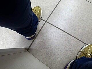 Hey, check out that gorgeous russian ass under her skirt and nylon legs in the shoe store.