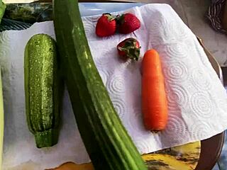 She hits the holiday party anal fiesta stuffing veggies deep in her ladyboy ass