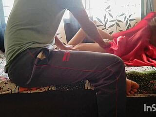 Desi bhabhi seduces servant's hard dick into her wet pussy in red saree