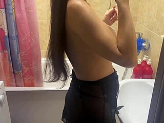 i'm spying on stepsis big tits while she dildos in shower... damn