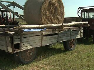 Farm girl bends over ranch fence taking thick cock deep in her country ass