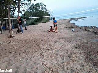 check out this wild shaved teen pussy orgy on public beach with group cocks everywhere