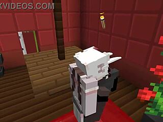 Rozluštěná holka jde do Minecraftu na intimní lesbický sex playthrough