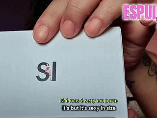 pov hot brazilian brunette slides my new furry toy deep in her wetness