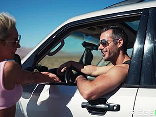 Ripped Blonde Fitness Model's Tight Pussy Creampied Outdoors