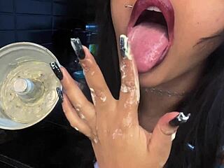 gordinha juliana coxta masturbates chubby latina ass with chocolate dildo pov orgasm on floor