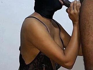 gorgeous black babe milks thick cock leche straight from his balls with her hot mouth