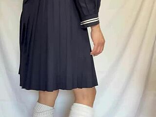 sexy sailor uniform asian plugs anal with lingerie and buttplug