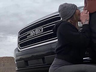 giving road blowjob so people watch at hotel