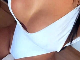 guy joins housewife's workout flashing naughty pool bikini