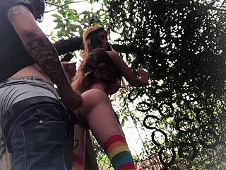 Redhead Sex Toy Backyard Outdoor Teasing Session