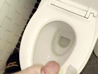 Roommate's bathroom thongs make my monster cock explode then i fuck her