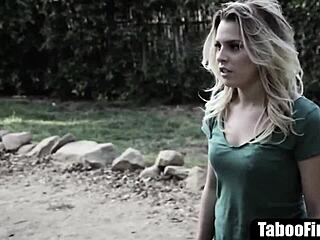 Fake instructor tempts blonde teen on outdoor drive lesson