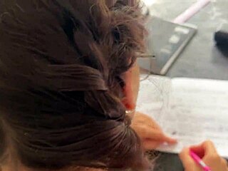 our spanish teacher bends me over the desk for sneaky classroom fuck