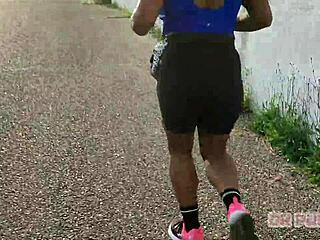 fiery redhead's massive ass shakes wildly as her lover films her gym workout tease