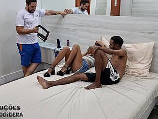 Bastidores Show Victoria Ferraz's First Double Vaginal with Huge BBC, Swollen Pussy Squirting, Multiple Orgasms and Tons of Cum