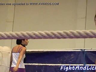 skinny euro babes, ready to wrestle and dominate in lesbian boxing ring fight?