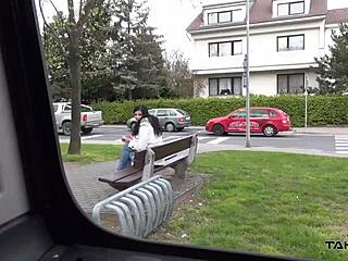 skinny czech babe cheats in taxi fucking stranger's cock outdoors