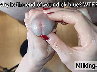 milky british babe teases fat cock helmet with slow oily handjob edging