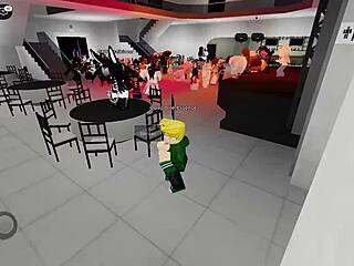 Intenzív tánc szarvaként fiatal ribancokkal Roblox partyteremben