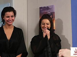 Cute British Femdoms in Lingerie Command Sub Guy to Jerk Off While Humiliating Him