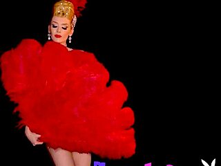 Hey skinny big boobed blonde milf Miranda wanna see you shine in that slutty burlesque costume stripping?