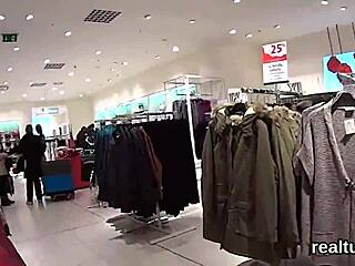 Stellar Czech nympho undresses in hypermarket for hardcore pov asshole pounding and blowjob