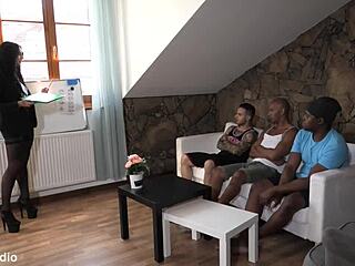 BDSM Shibari turns into 3-on-1 gangbang with DP for skinny slut Barbie ESM