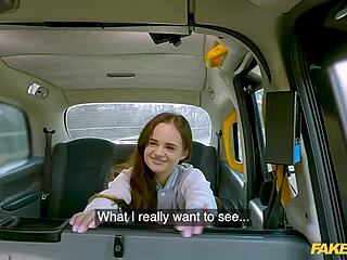 Fake taxi driver pounds shy ex-college student's pussy in backseat