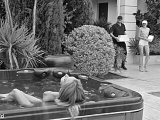 Veronica Leal and Tiffany Tatum endure brutal DP in bi babes group session