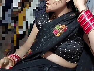 Indian Beautiful Bhabhi Pisses In Black Saree At Country Ranch Wedding!