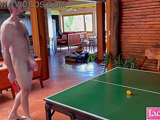 naked ping pong dare with daddy turns into ripped clothes rough outdoor pussy fuck