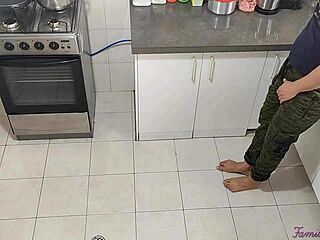 i couldn't resist my stepmom's seduction in the kitchen while dad fixed it... she made me fuck her