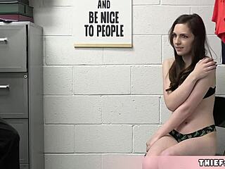 What happens when cute brunette teen raven shoplifts and meets pervy guard?