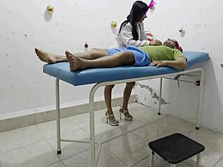 Latina doctor keeps christmas going riding huge cock doggystyle in her office