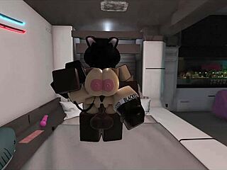 Submissive whore loves bbc monster cock slamming her big tits ass in roblox condo game