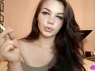 Xo Bunny Brunette Latina Smokes and Blows in Your Face While Teasing Big Tits