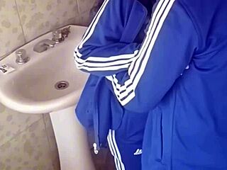 caught this cute latina schoolgirl in bathroom getting doggystyle creampie from classmate dude she's stacked