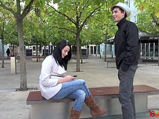 simone k spots my hat then grabs my cock for a wild ride and cumshot