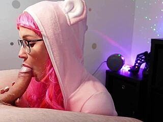 Petite cosplay stepsis slurps monster cock to ahegao cum-in-mouth facial