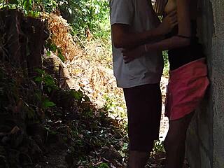 Sri Lankan Skinny Wife Fucks Outdoors With Neighbor In Passionate Public Session