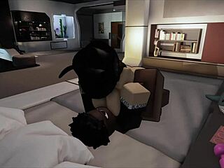 Submissive whore loves bbc monster cock slamming her big tits ass in roblox condo game