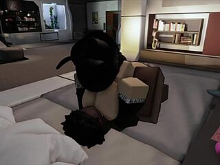 Submissive whore loves bbc monster cock slamming her big tits ass in roblox condo game