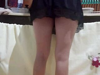 hotter than pics, her tight shorts hug that slave ass in my kitchen, i had to have her