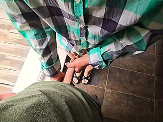 stepsister teases stepbrother's load into her wet panties outdoors rough quickie pov