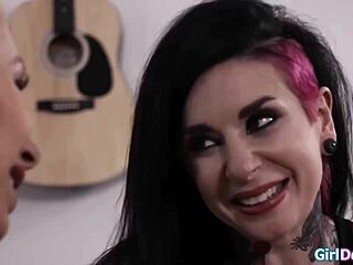 Joanna Angel licks girlfriend's shaved pussy and fingers her to orgasm