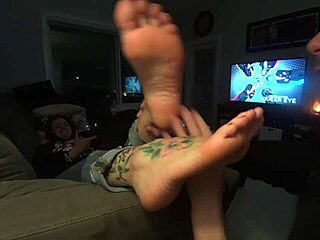 perfect bound feet get licked sucked and massaged in erotic bondage toe worship session.