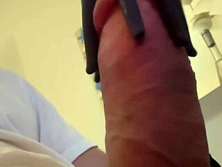 my huge cock throbs during intense workout handjob