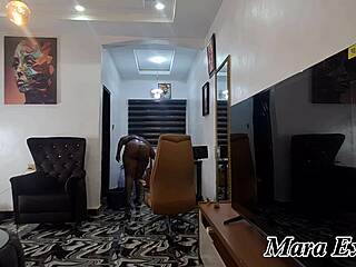 fat ass ebony milf housewife cleans naked close-up chubby belly legs pussy fetish homemade