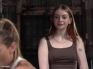 milf boxer ties up pale manager for kinky lesbian bdsm toy fucking